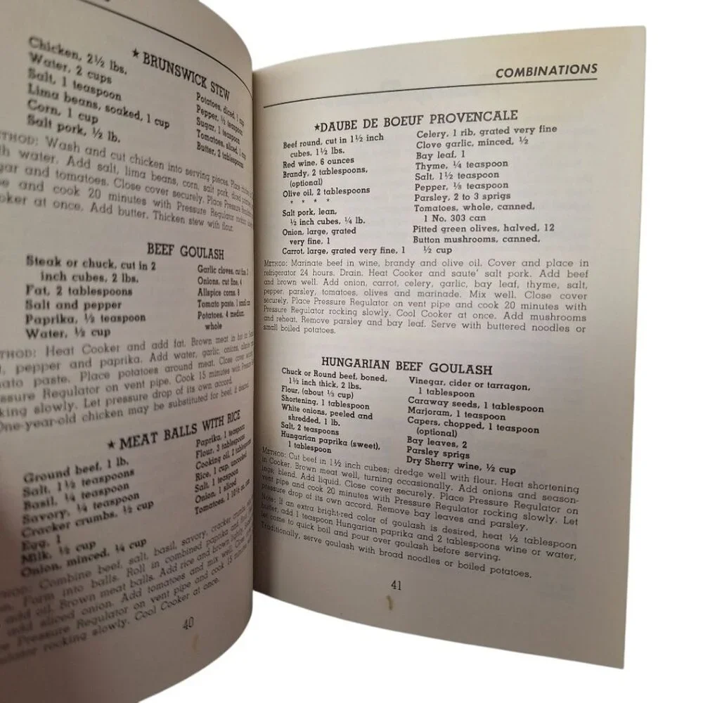 Presto Pressure Cooker Recipe  Book Instructions 1960s Stew Soup Canning Vintage